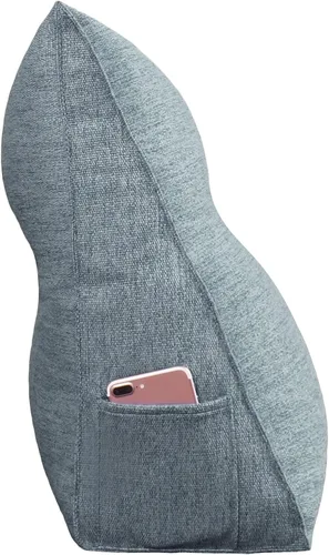 Vista 3 de WOWMAX Almohada de lectura grande con respaldo triangular para cabecero y respaldo de posicionamiento, almohada de cuña para cama y sofá con funda