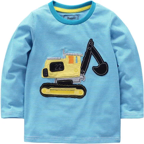 Vista 2 de Remera con diseño de excavadora de manga larga para niños de 2 a 7 años de edad