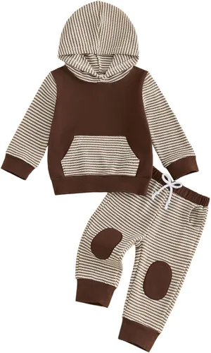 Vista 10 de Conjunto de ropa de otoño e invierno para bebé y niño, sudadera larga con capucha y pantalones para niños pequeños, 6, 12, 18, 24 meses, 2T Adorable