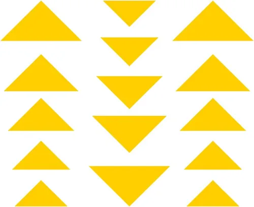 Vista 4 de Juego de 15 calcomanías de vinilo para pared, patrones triangulares sólidos, de 3 a 9 pulgadas cada uno, decoración moderna para el hogar