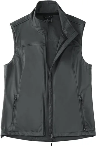 Vista 3 de BALEAF Chaleco ligero Softshell sin mangas para mujer, resistente al viento, cuello alto con bolsillos con cremallera, correr, senderismo, golf