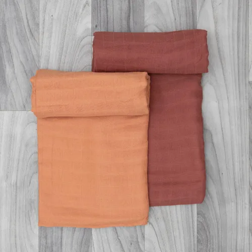 Vista 3 de Manta de muselina orgánica para envolver – Mantas de recepción de bebé neutras – Mantas de muselina orgánica de color sólido, colección Earth Tone