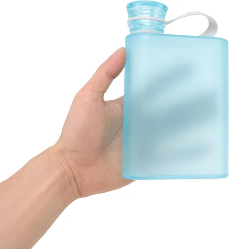 Vista 4 de Milltrip Botella de agua plana, 13.4 onzas líquidas de plástico, a prueba de fugas, reutilizable, delgada, botella de agua portátil de papel