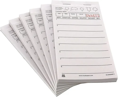 Vista 3 de ROYAL Papel blanco para bloc de servidor, 1 parte reservada con 8 líneas, caja de 50 libros