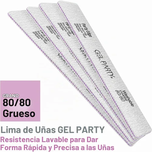 Vista 6 de GELPARTY - Limas de uñas profesionales de grano 80/80, cuadrados, paquete