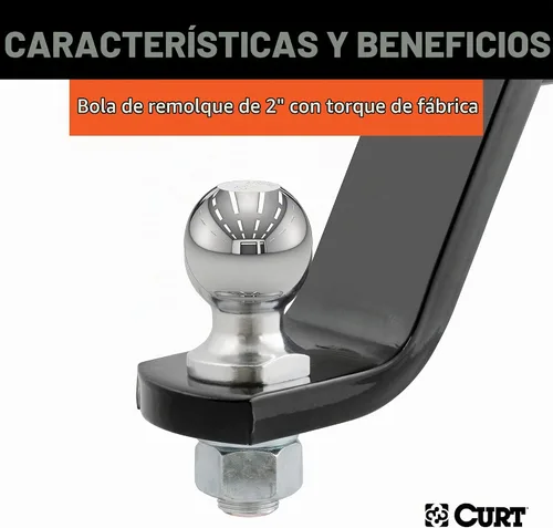 Vista 5 de CURT 45064 Soporte de enganche de remolque de camión elevado con bola y pasador de 2 pulgadas, se adapta a receptor de 2 pulgadas, 7,500 libras