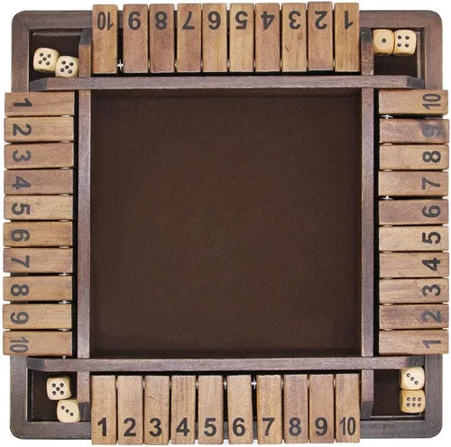 Vista 2 de Juegoal - Juego de mesa de madera «Cierra la caja» con dados para 4 jugadores, versión clásica de mesa y juego de pub, 12 pulgadas