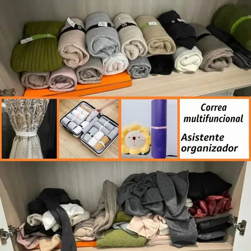 Vista 6 de 20 bandas elásticas con ojales, elástica conectable, banda de almacenamiento de ropa enrollable, correa ajustable de almacenamiento de ropa con Negro