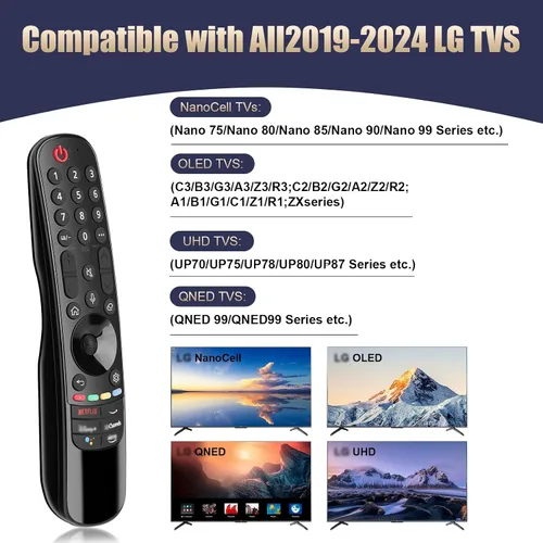 Vista 2 de Control remoto de voz de repuesto para televisores inteligentes LG 2019-2024, compatible con Magic Remote AN-MR20/21/22/23/24GA con puntero, 2 años