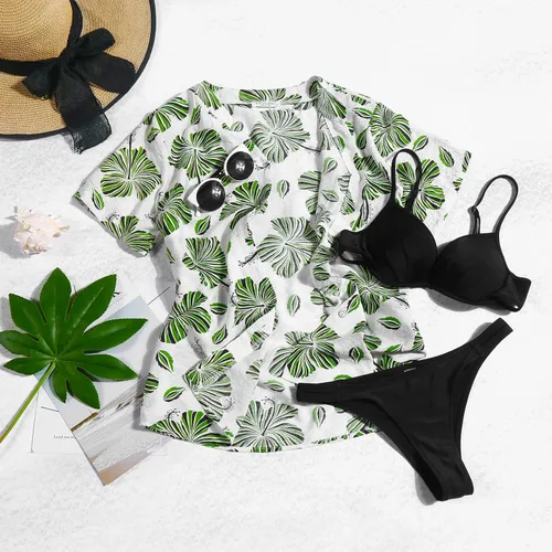 Vista 5 de Ekouaer Conjunto de 2 piezas de pantalones cortos de playa con estampado suelto y botones para mujer