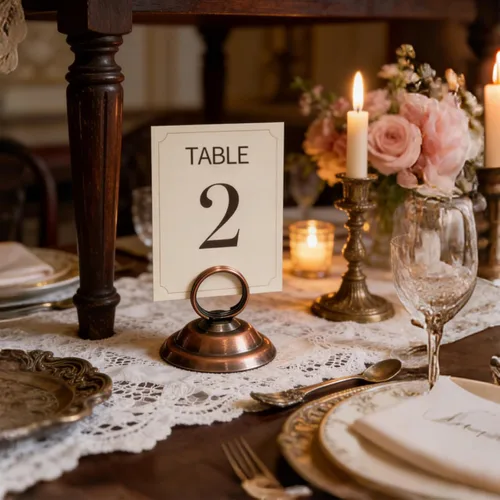 Vista 6 de Soporte para números de mesa, soportes para fotos, soporte para tarjetas de lugar, clip de anillo, soporte de menú para tarjetas de menú para boda