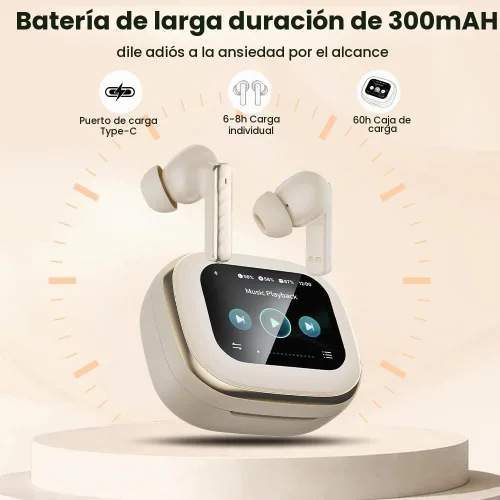Vista 7 de Auriculares inalámbricos, auriculares Bluetooth 5.4 intrauditivos con estuche con pantalla táctil inteligente, auriculares ANC con cancelación