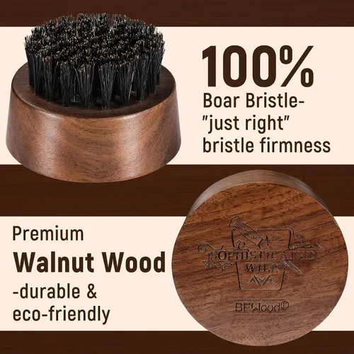 Vista 8 de BFWood Cepillo para barba para hombres, cerdas de jabalí naturales