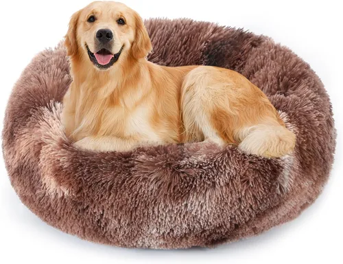 Vista 46 de NOYAL Cama Calmante en Forma de Rosquilla para Perros Pequeños a Medianos y Gatos - Cama de Mascotas de Felpa Sintética Anti-Ansiedad con Funda