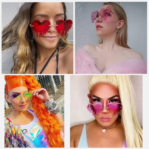 Vista 2 de BAWUYI Lentes de sol con llama de fuego caliente, sin montura, con forma de diablo, para fiesta, graduación, Halloween, accesorios de disfraz