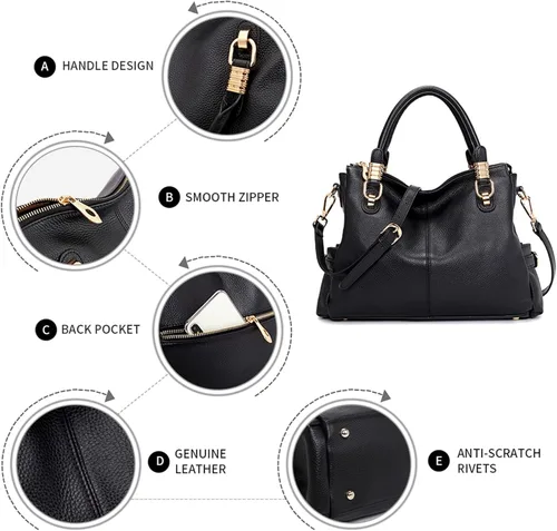 Vista 4 de Kattee Cartera bandolera estilo urbano de cuero para mujer