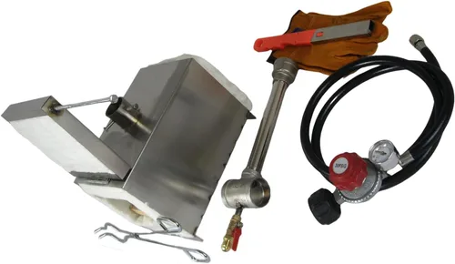 Vista 3 de Forja de gas propano portátil con puerta Solo quemador cuchillo que hace la herramienta para herrero Farrier