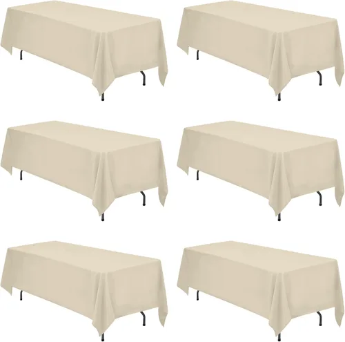 Vista 24 de BRILLMAX - Manteles para mesa rectangular de 6 pies, tela de lino de poliéster, lavable, para boda, recepción, banquete, fiesta de cumpleaños, 60 x