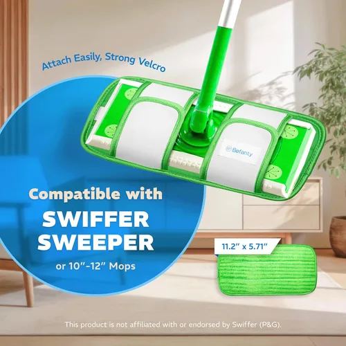Vista 2 de Paquete de 2 almohadillas de microfibra reutilizables, compatibles con Swiffer Sweeper, paños lavables a máquina, repuestos para limpieza de todos