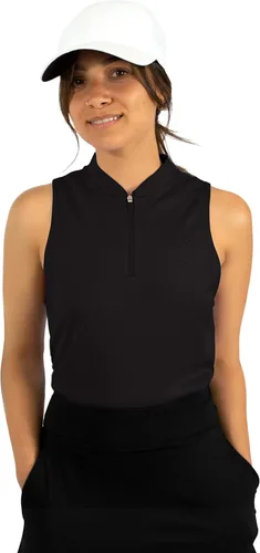 Vista 10 de Three Sixty Six Polo de golf sin mangas para mujer, sin cuello, con cremallera, de secado rápido, para mujer Argelia Azul