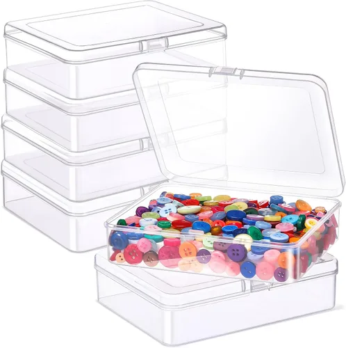 Vista 10 de 6 piezas de mini contenedores de almacenamiento de cuentas de plástico transparente para recolectar artículos pequeños, cuentas, joyas, tarjetas