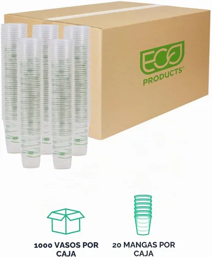 Vista 2 de ECO PRODUCTS GreenStripe - Vasos fríos desechables transparentes, 16 onzas