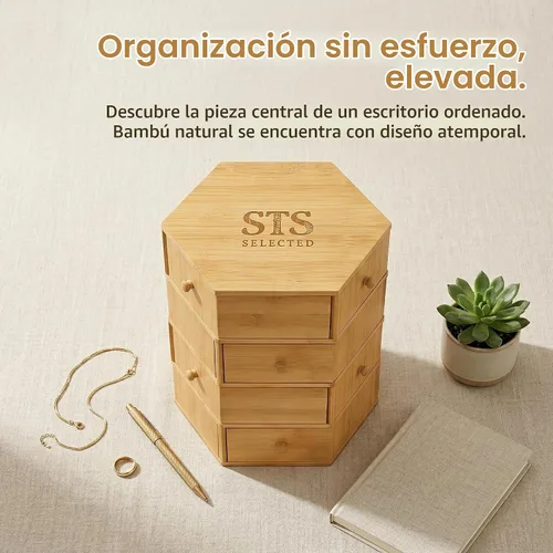 Vista 7 de Organizador de escritorio con cajones, giro de 360° para organizador de escritorio (9 cajones)