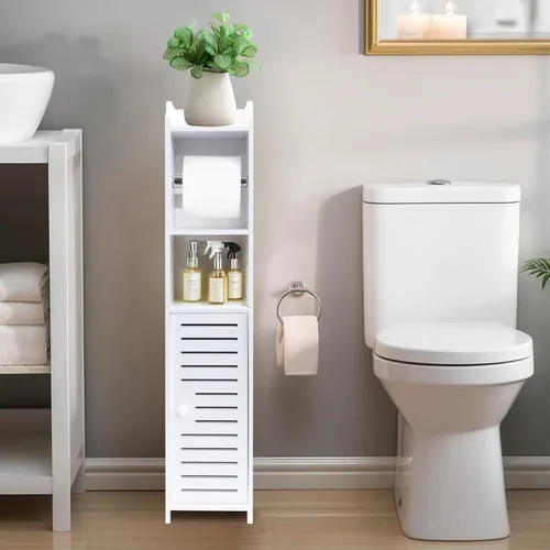 Vista 13 de ShellKingdom Toilet Paper Holder Stand, Bathroom Storage Cabinet with Doors