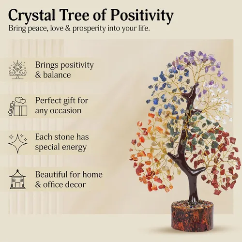 Vista 4 de YATSKIA Árbol de 7 Chakras - Árbol de Dinero Feng Shui, Curación de Reiki, Decoración para el Hogar y la Oficina - Regalo Espiritual para Mujeres