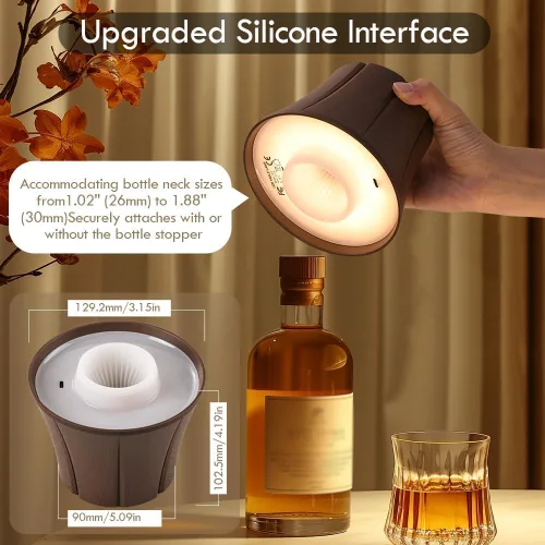 Vista 6 de WILIT Lámpara Inalámbrica de Botella para Botellas de Licor, Lámpara de 3 Niveles de Brillo con Soportes Inalámbricos para Lámparas de Mesa, Luz