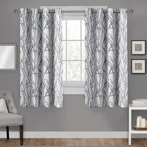 Vista 12 de Exclusive Home Branches - Par de paneles de cortinas de mezcla de lino con ojales, 54 x 84 pulgadas, negro