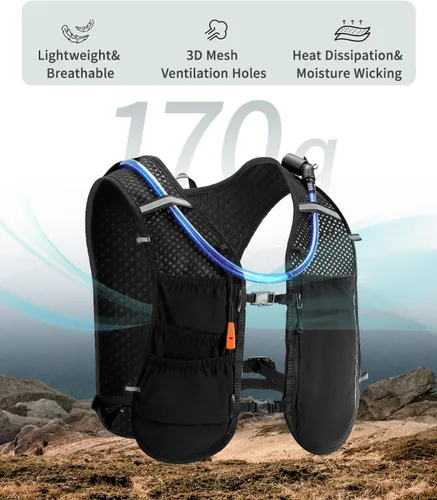Vista 2 de ECOHUB Chaleco de Hidratación para Correr, Mochila Ligera y Transpirable con Bolsa de Agua de 2L Mochila de Día para Senderismo, Trail Running