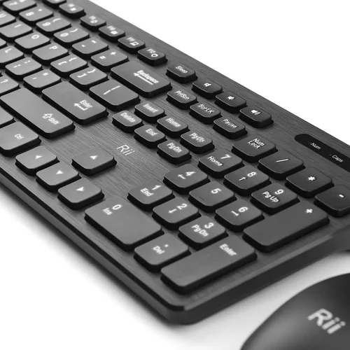 Vista 6 de Combo de teclado y mouse inalámbricos: teclado estándar Rii para PC de oficina y ratones inalámbricos ópticos (negro)