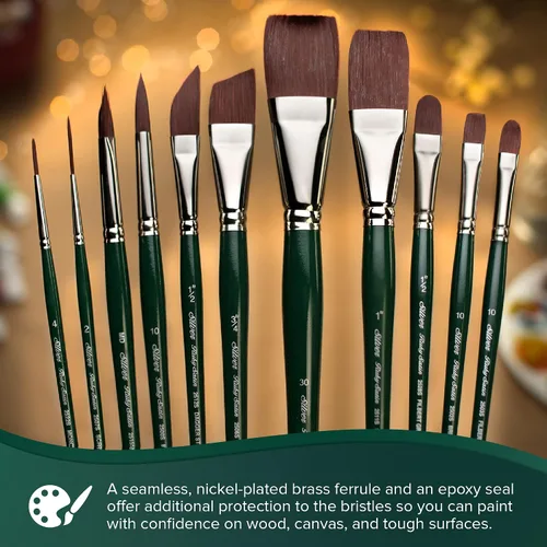 Vista 5 de Silver Brush Limited 2502S2 - Cepillo brillante satinado rubí para acrílicos fluidos y fluidos, tamaño 2, mango corto