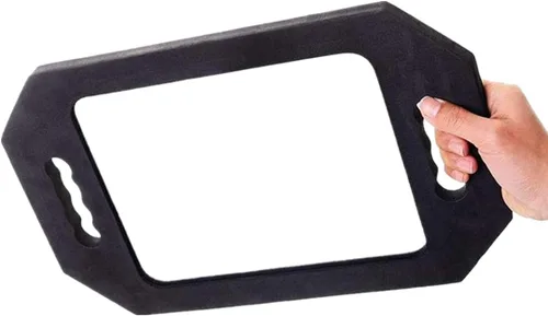 Vista 3 de HREW - Espejo rectangular grande con mango doble, equipo de peluquería ligero, accesorios para peluquería y peluquería (1 unidad, rectangular)