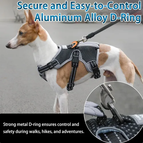 Vista 6 de Arnés de perro multiusos con soporte, arnés reflectante a prueba de escapes sin tirones ajustable con asa duradera, arnés para caminar para perros