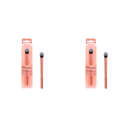 Vista 10 de Real Techniques Cepillo de maquillaje corrector iluminador, cepillo viral de pata de gatito oculta debajo de los ojos e imperfecciones, cubre