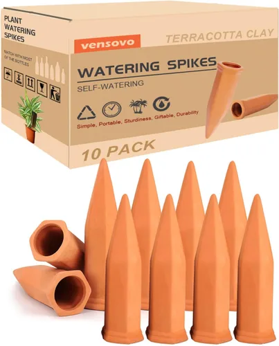 Vista 12 de vensovo - Estacas de riego automático de terracota - 24 piezas de dispositivos de riego para plantas en macetas, estacas de riego automático