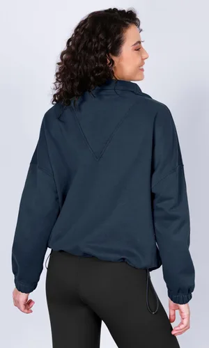 Vista 4 de ODODOS Sudaderas ajustables para mujer, cuello embudo, media cremallera, sudaderas con forro polar de gran
