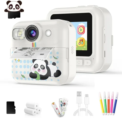 Vista 9 de Cámara para Niños Varones, Cámara de Juguete Portátil de Impresión Azul para Niños Pequeños 1080P Cámaras de Video Niños Cámara de Impresión