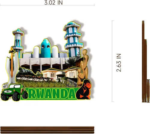Vista 3 de Imán de madera de África de Ruanda 3D para nevera, recuerdos coleccionables, decoración hecha a mano, artesanías 4
