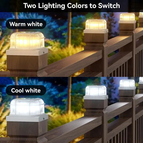Vista 3 de Paquete de 6 luces solares para poste con base de 4 x 4, 5 x 5 y 6 x 6 pulgadas para postes de vinilo/madera, 16 LEDs brillantes luces solares