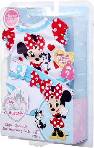 Vista 9 de My Disney Nursery Ropa y accesorios para muñecas de bebé, paquete de accesorios para pañales de Minnie inspirado en la querida Minnie Mouse