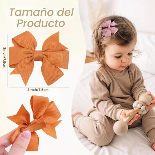 Vista 3 de 24 lazos para el cabello de 3 pulgadas para niñas, cinta de grogrén, pinzas para el pelo de bebé, accesorios para el cabello de niños pequeños