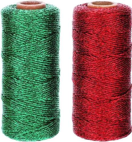 Vista 8 de Pangda 2 Rollos 200 Metros Cordel de Navidad Metálico para Panaderos, Cordel Decorativo para Envolver Regalos, Cordel para Manualidades, Cordel
