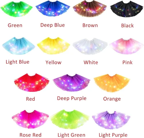 Vista 6 de Aohhy 2-8 Years Baby Girls Light Up LED Tutu Skirt Fairy tutu Kid Fancy Party Costume Ballet Layered Dress