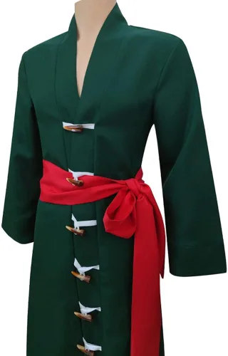 Vista 4 de Metaparty Roronoa Zoro - Disfraz de cosplay de anime de una pieza con capucha y cinturón para hombre