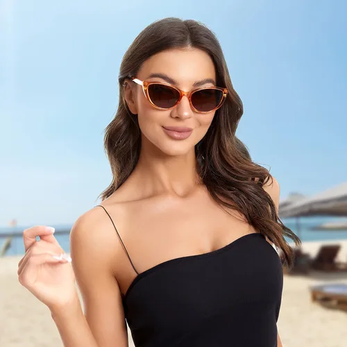 Vista 2 de Gafas de sol polarizadas retro de ojo de gato para mujer, gafas de sol vintage Y2K de moda VF2219