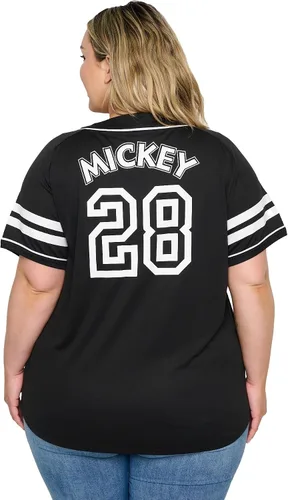 Vista 6 de Disney Mickey Mouse Stitch Jack Skellington - Camiseta para mujer, con botones frontales, talla grande