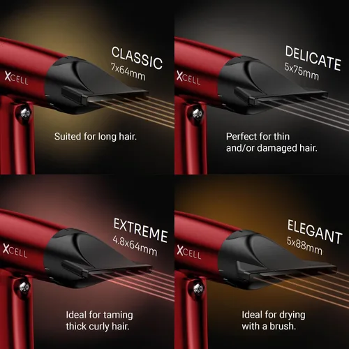 Vista 5 de GAMMA+ XCell Professional Ultra-Lightweight Hair Dryer Digital Motor Ionic Technology Whisper Quiet 12 Heat/Speeds Rojo mate